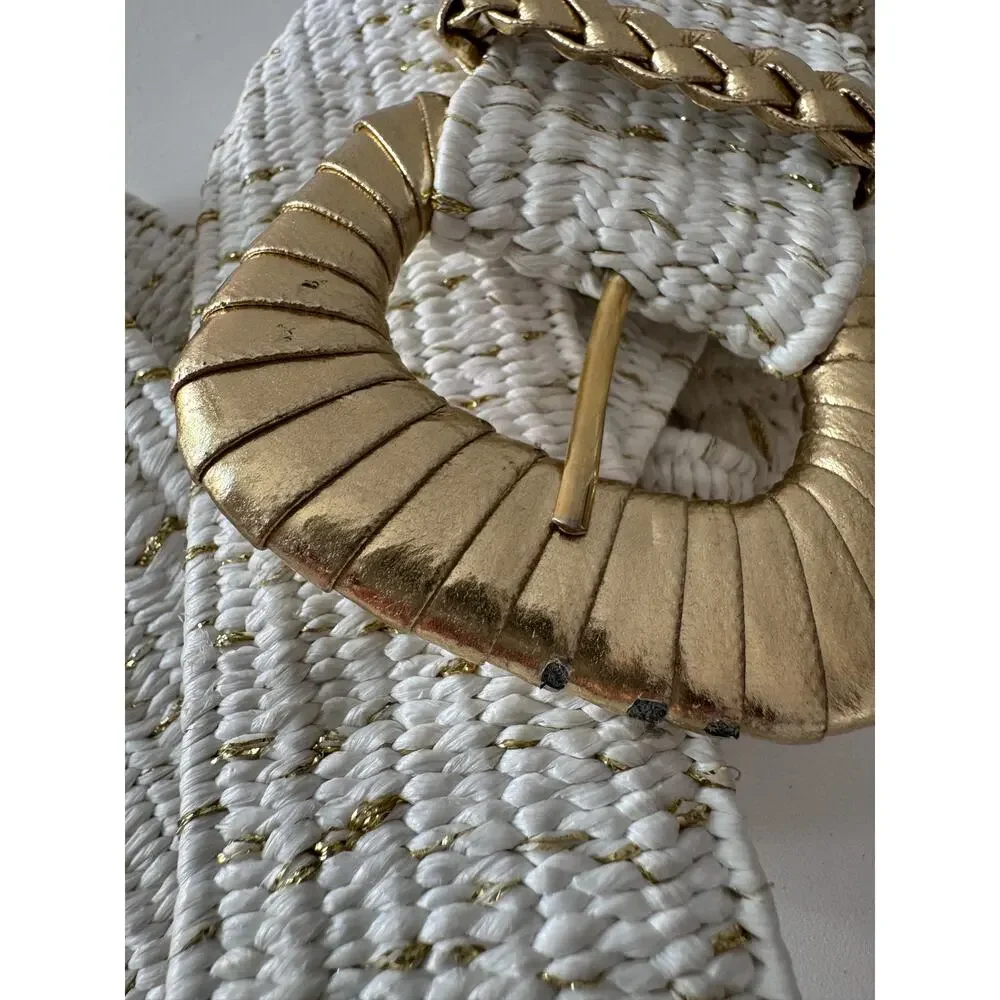Vintage ‘80s White & Gold Stretchy Adjustable Belt